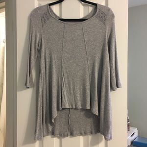 Grey Blouse with Lace Deatail